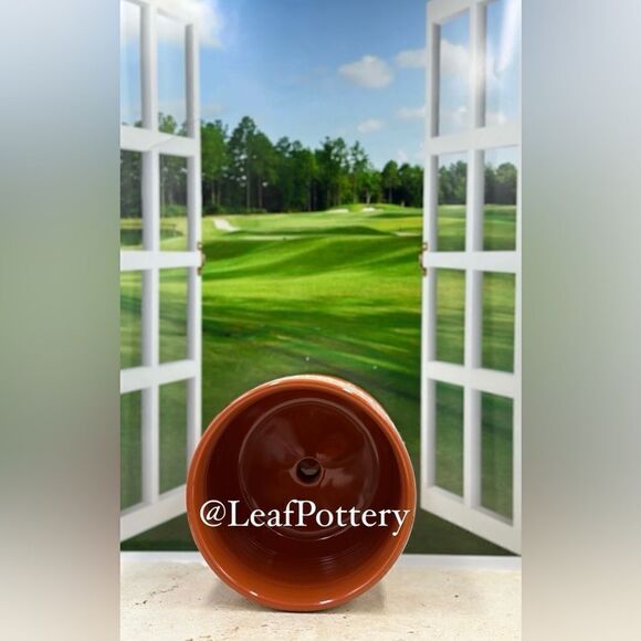 Azahar Orange/White Ceramic Planter Pot with Saucer Attached - Picture 8 of 10